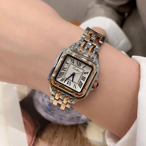 Women's Square Small Table Thin Women's Watch Roman Solid Steel Strap High-End Brand Waterproof One-Time Shipping
