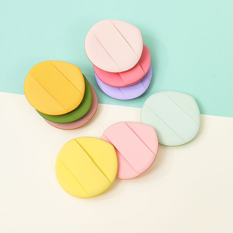 Fábrica personalizada Macaron Shuffle polvo de cojín de aire grande ancho cinta dedos esponja maquillaje no látex al por mayor