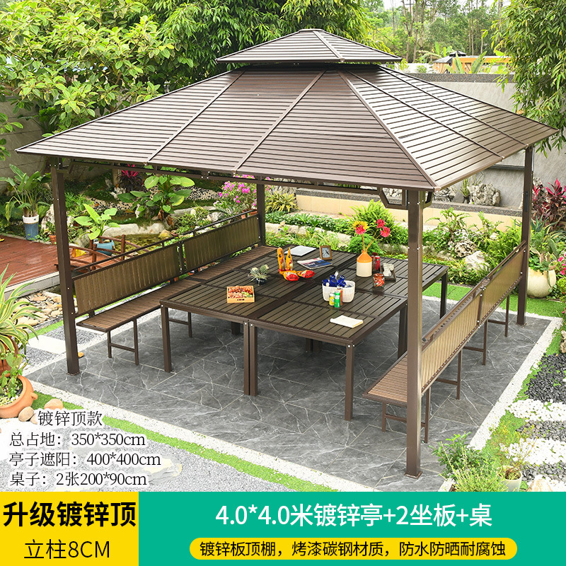 Pabellón al aire libre techo galvanizado pabellón tienda de campaña villa patio jardín terraza punto escénico ocio sombrilla gran cobertizo