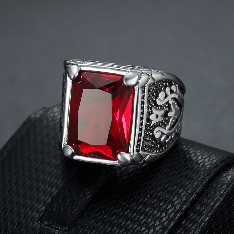 Retro Flower Stainless Steel Inlay Zircon Rings 1 Piece