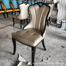 歐式餐椅白色簡約現代餐廳時尚軟包酒店休閑韓式PU皮別墅實木椅子