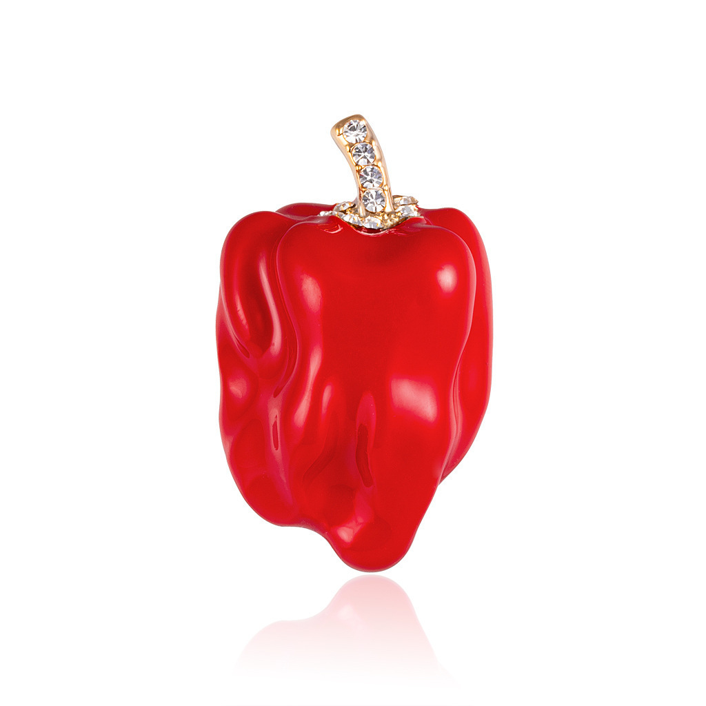 Spilla grande a forma di peperoncino smaltata accessorio donna_voghion.com