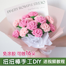 批发康乃馨花束扭扭棒手工DIY材料包感恩母亲节教师节创意礼物