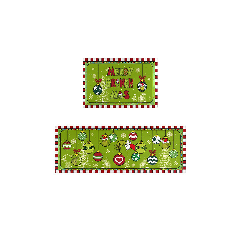 Cross-Border Temu Hot-Selling American Crystal Velvet Floor Mats, Kitchen Water-Absorbing and Oil-Absorbing Easy-Care Floor Mats, Two-Piece Set Can Be Shipped on Behalf of Others
