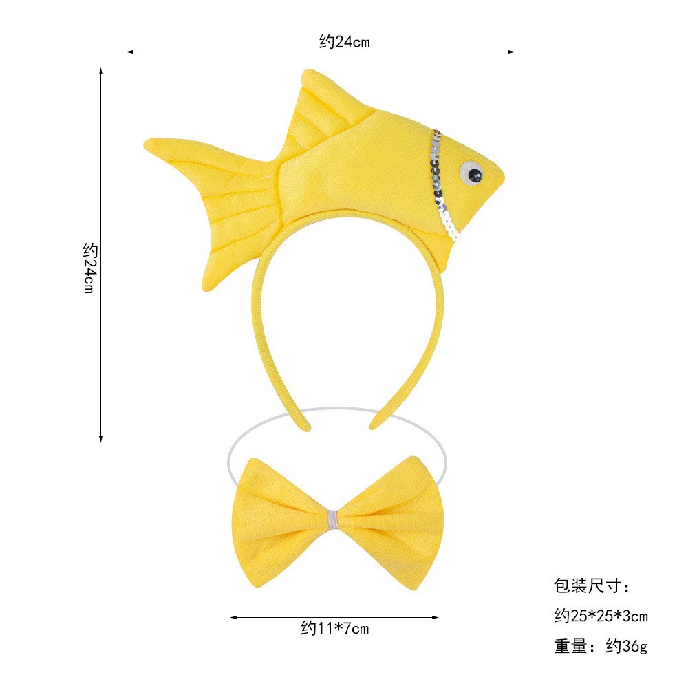 Wansheng rendimiento de la etapa tocado suministros de juego de Navidad peces animales diadema Vida Marina Goldfish diadema
