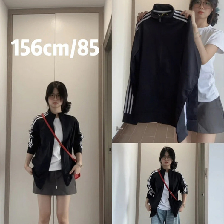 Women's sweatshirt jacket, spring and autumn baseball jacket, sports top, stand-up collar, early autumn outfit, thin autumn wear, Adidas style
