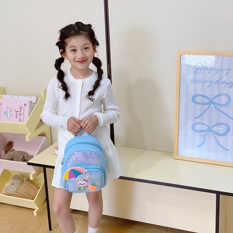 Mochila de moda coreana de sequillas para niños y niñas, jardín de infantes, mochila para bebés, mochila para niños conejitos lindos