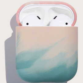 泼墨水彩适用苹果AirPods pro保护套蓝牙无线耳机壳1 2代创意渐变