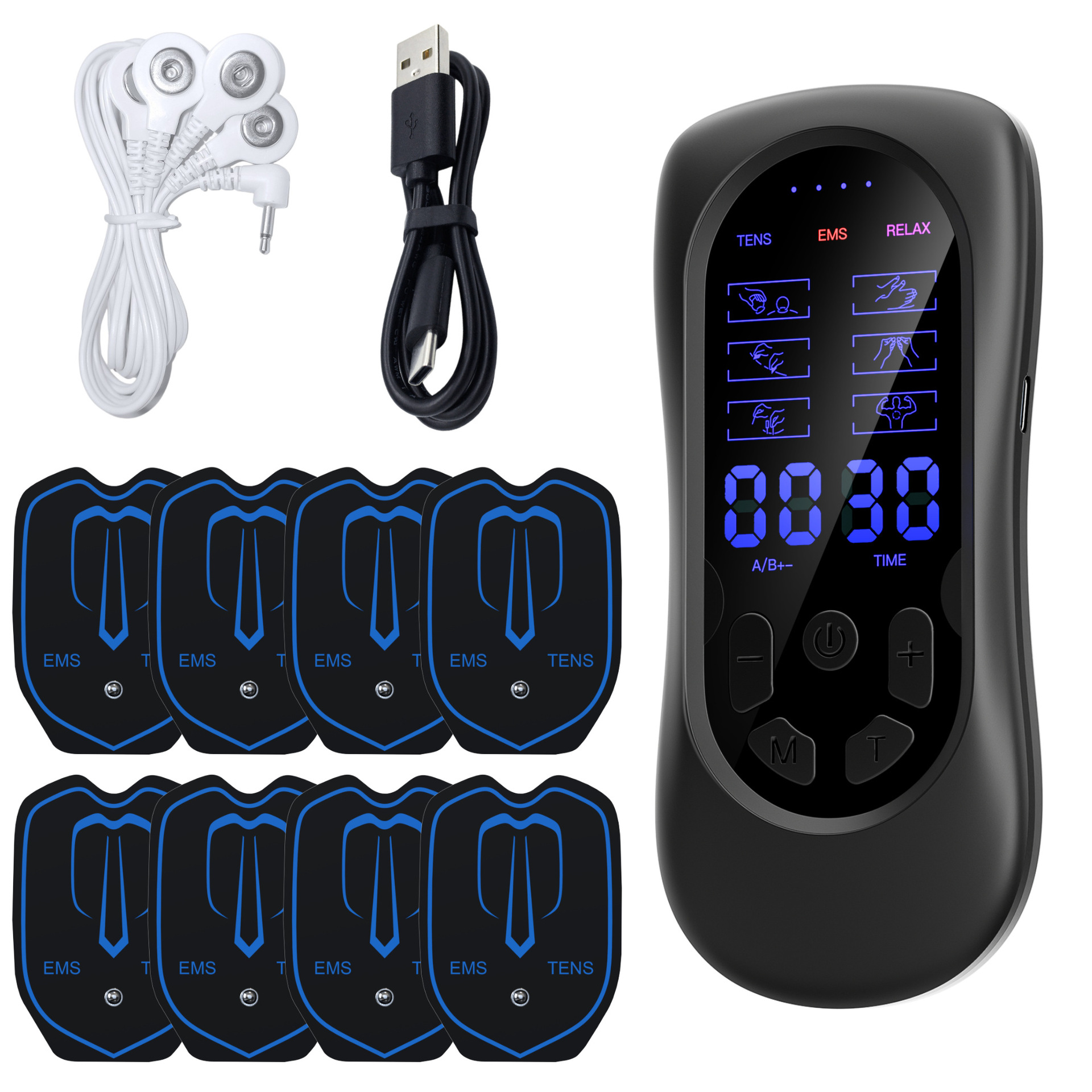 Instrumento de fisioterapia de meridianos digitales transfronterizos Masajeador de pulso de baja frecuencia de doble canal Masajeador de pulso electrónico Pegatinas de masaje