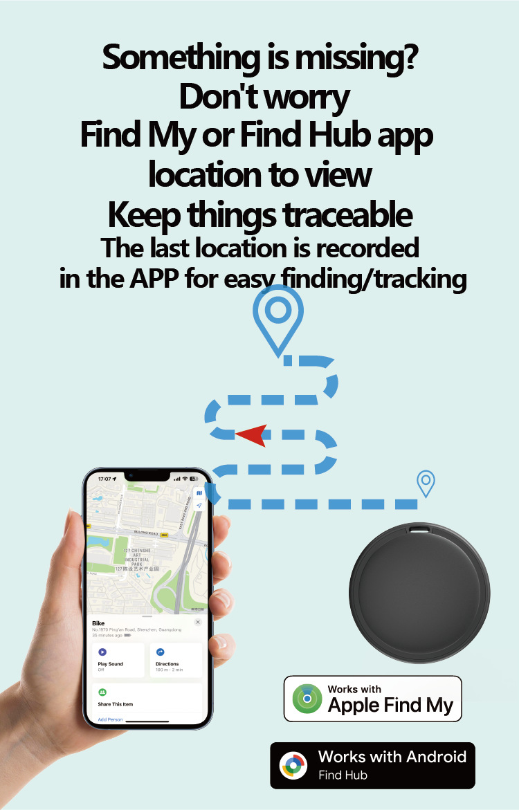 Dual System New Positioning Device Applicable to Air Tag Anti-Loss Device Unlimited Distance Bluetooth Round Positioning Tracker
