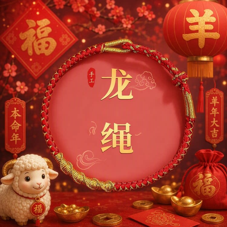 Year of the Sheep, Year of the Dragon, Dragon Rope, Authentic Dragon Rope, Red Rope Bracelet, Three Yang Auspicious Blessing Bracelet, Spring Festival New Year Bracelet Year of the Sheep, Year of the Dragon, Dragon Rope, Authentic Dragon Rope, Red Rope Bracelet, Three Yang Auspicious Blessing Bracelet, Spring Festival New Year Bracelet