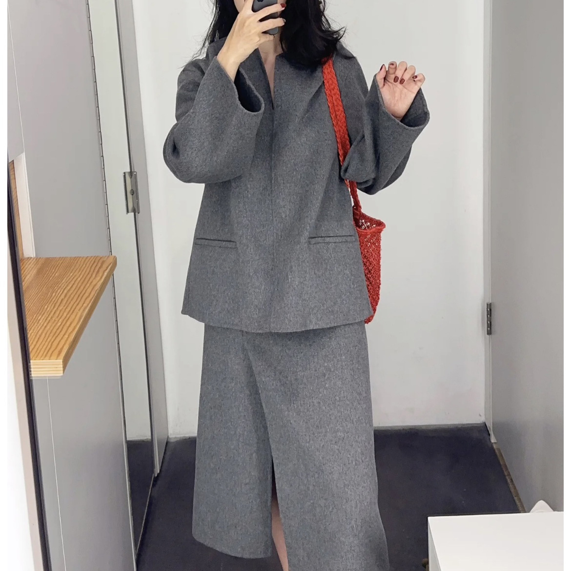 재고 CS 여자 캐주얼 하프 오픈 넥 울 블렌드 통근 최고 가을 1246772001