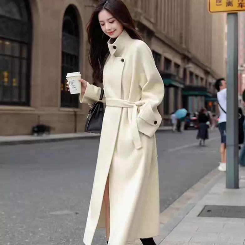 高奢美拉德立领秋冬羊绒中长款大衣毛厚羊毛外套爆款加厚新年战袍