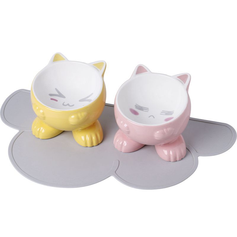 파우더 고양이 귀 + 노란 고양이 귀 + 미끄럼 방지 매트