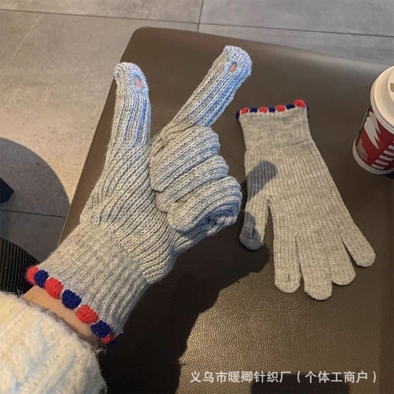 Guantes de moda de punto de lana mujeres invierno lindo ciclismo cálido rocío dos dedos hombres y mujeres parejas guantes de año nuevo estudiante