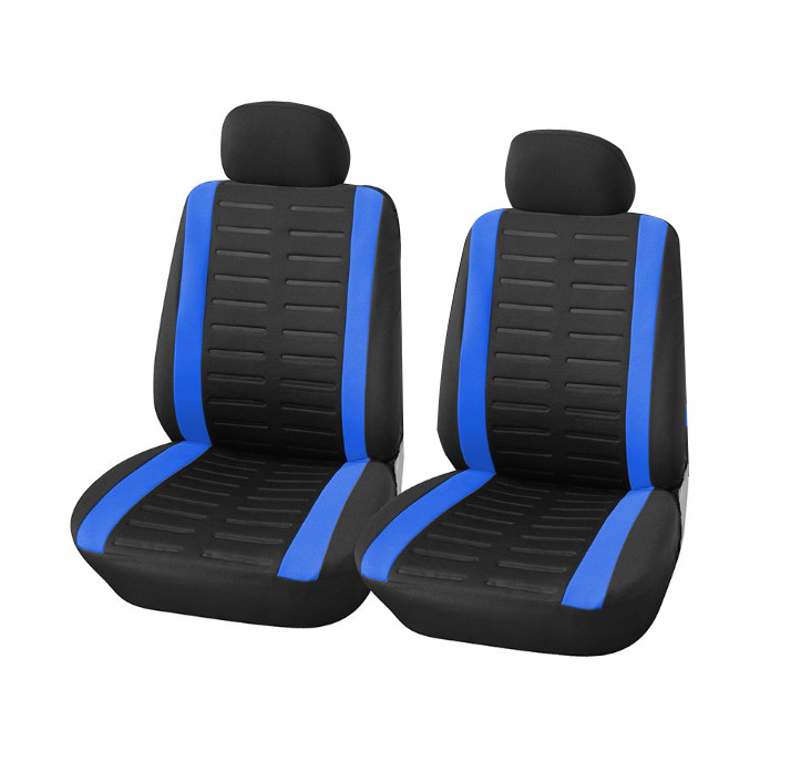 Front Car, Yà mǎ Universal seat cover - striped-embossed-blue-2-front-seats-universal-style-with-connected-headrest