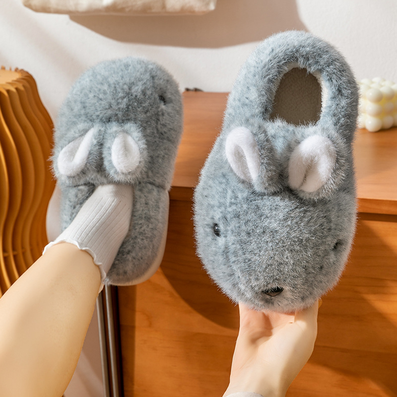 Zapatillas de algodón para mujer Otoño e Invierno 2023 Nuevo Hogar interior lindo antideslizante cálido fondo grueso felpa Zapatillas de algodón para hombres