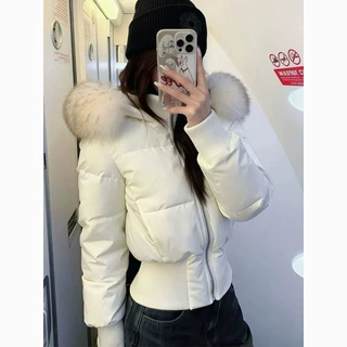 小海鸥韩系棉服女短款冬季2026新款小个子棉衣大毛领收腰显瘦棉袄