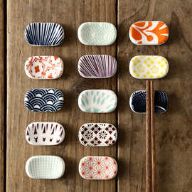 筷子架北欧创意简约釉下彩陶瓷架迷你勺子托筷托架子日式托架批发