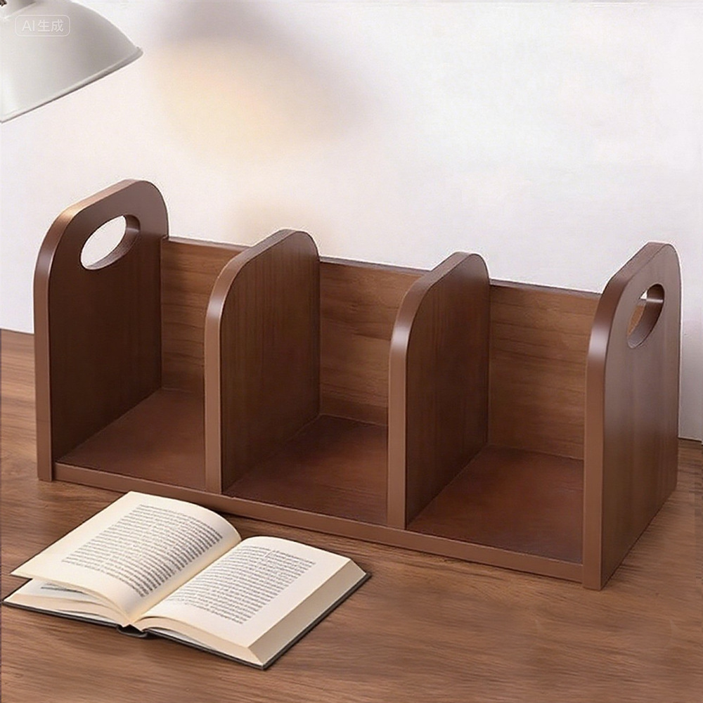 Office Workstation Desk Bookshelf Solid Wood Desktop Book Stand Bedroom Dormitory Book Storage Rack Wooden Bookcase