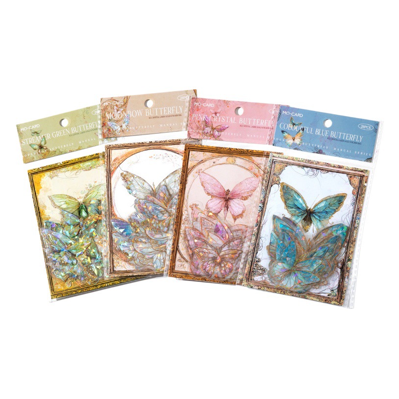 Mo Paquete de etiqueta engomada del ANIMAL DOMÉSTICO serie de espectro mariposa sin límites tridimensional Cristal de hielo láser de oro INS estilo mariposa Diario etiqueta engomada de la tarjeta de Goo