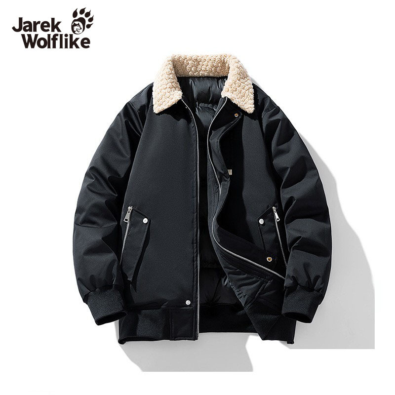 SENTINEL WOLF CLAW DOWN COTTON-PADDED JACKET MENS WINTER 카키 COTTON-PADDED JACKET LAMB FLEECE LAPEL 남성용 따뜻한 코튼 패딩 재킷
