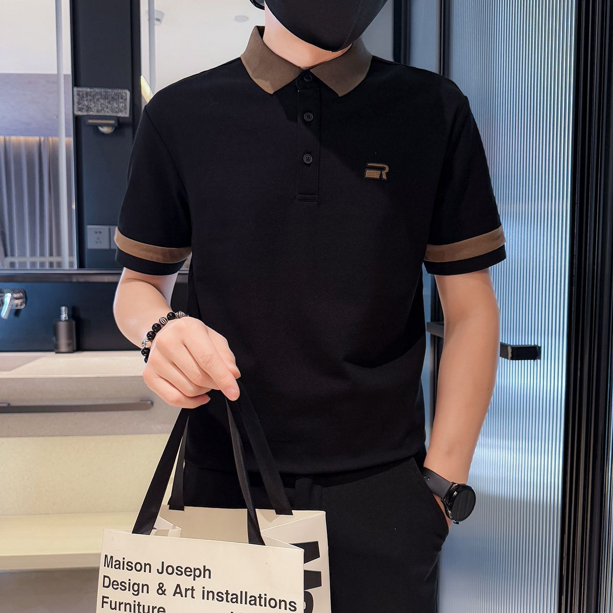 Cross-Border 2025 Summer Men's Short-Sleeved Polo Shirt New Embroidered Business Casual Contrasting Color Lapel Half-Sleeved t