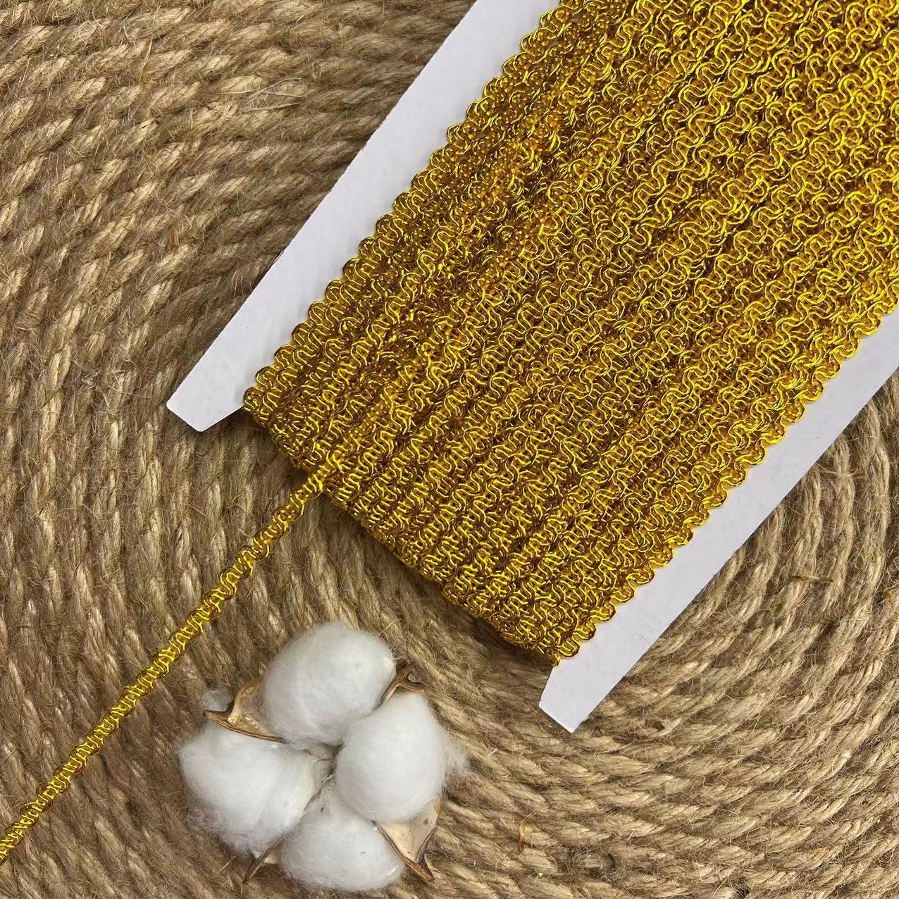 Cinta de Encaje de Hilo Dorado y Plateado de 0.5 cm de Poliéster para Ropa y Manualidades DIY