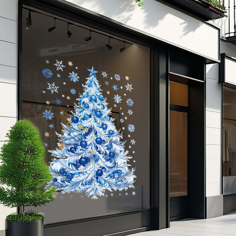 新しいクリスマス装飾静電気シール両面同色のクリスマスツリー静電気窓貼りガラス扉クロスボーダー窓貼り|undefined
