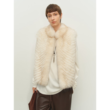 MSBEAST复古立领 精致V字车条狐狸毛背毛皮草马甲外套丨朦胧月光