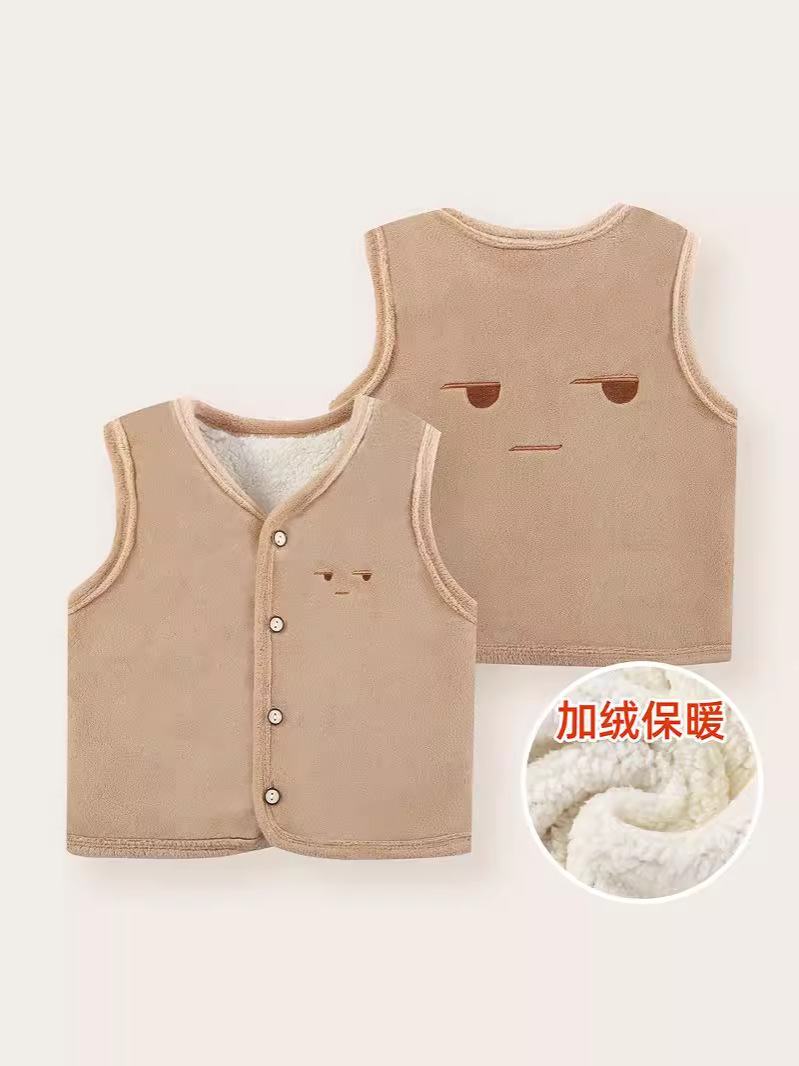 【Liquidación】Chaleco de lana para niños para otoño e invierno, cárdigan grueso para bebés, chaqueta cálida bordada para niños y niñas.