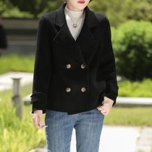 批发毛呢大衣女2025短款秋冬小个子宽松外搭女装西装领毛呢子外套