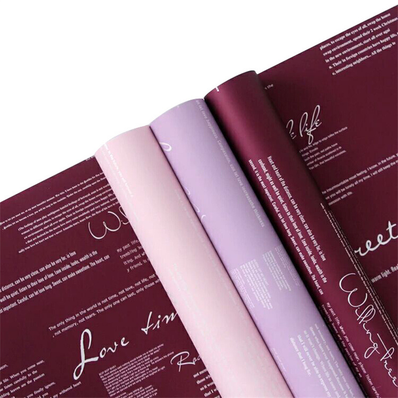 Fábrica de fiestas de flores nuevos productos transfronterizos periódicos en inglés diseño de paquetes de flores de dos colores paquetes de flores de papel florista materiales de embalaje