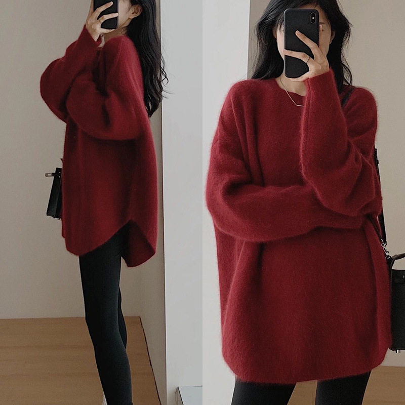 Knitted Knitwear 2025 Autumn and Winter New Women's Mid-Length Loose Lazy Style High-Bottom French Pullover Bottoming Knitwear Knitted Knitwear 2025 Autumn and Winter New Women's Mid-Length Loose Lazy Style High-Bottom French Pullover Bottoming Knitwear