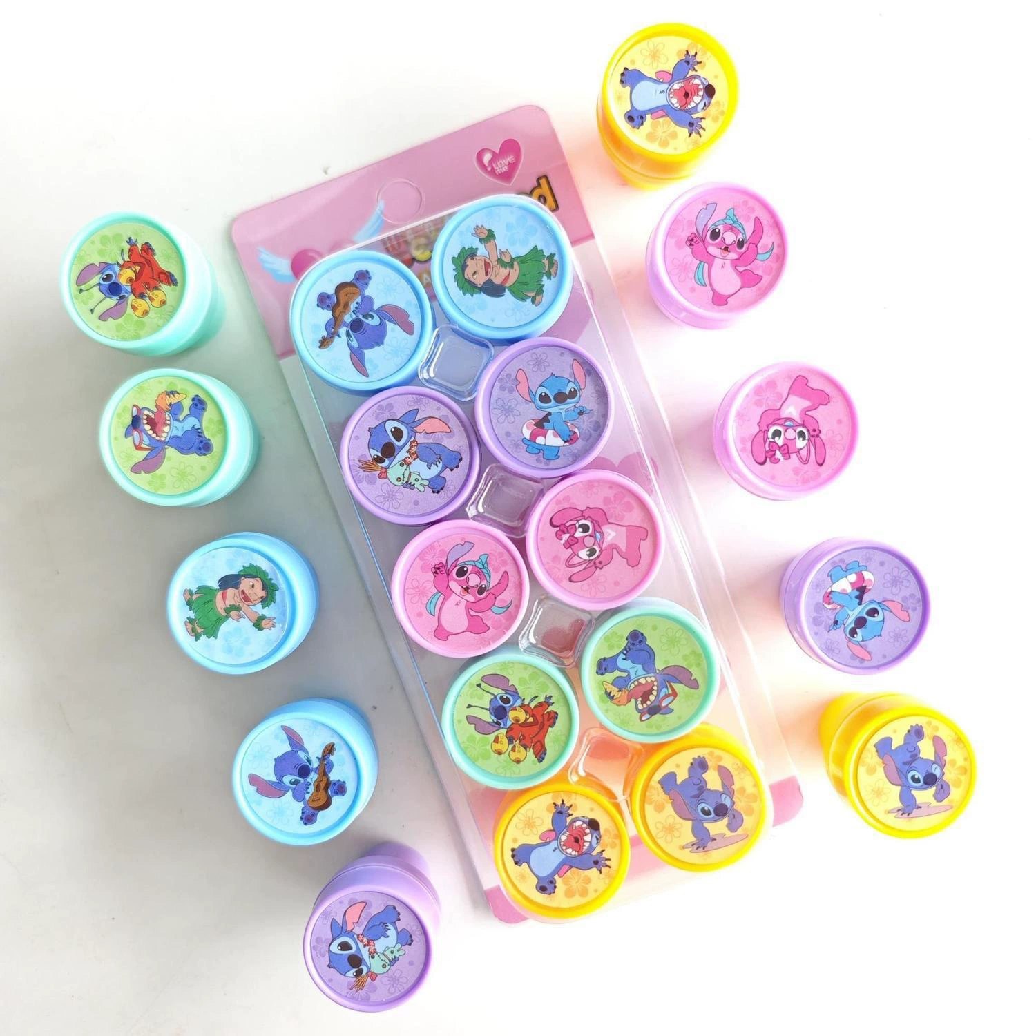 Новый набор штампов из 10 предметов, креативные милые детские штампы для журналов Лило и Стич, штампы для поощрения в детском саду.