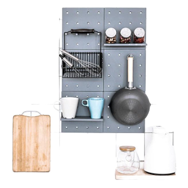 Plástico agujero tablero almacenamiento rack sala de estar cocina dormitorio organización partición pared colgante estante de almacenamiento de pared