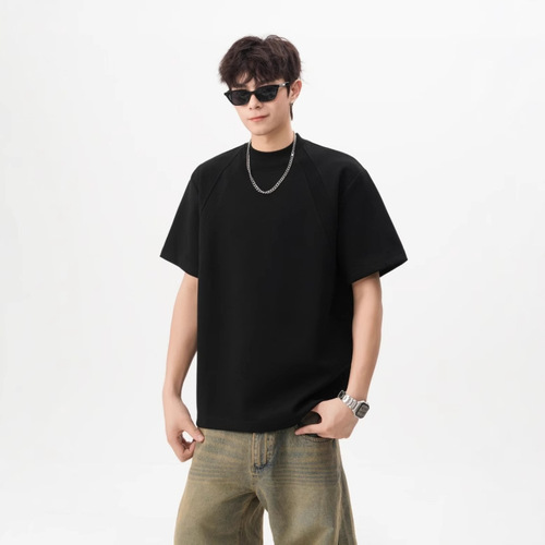 American High Street 280g Liquid Ammonia Cotton Cleanfit Short-Sleeve T-Shirt for Men and Women Loose Short Boxy Shoulder Top