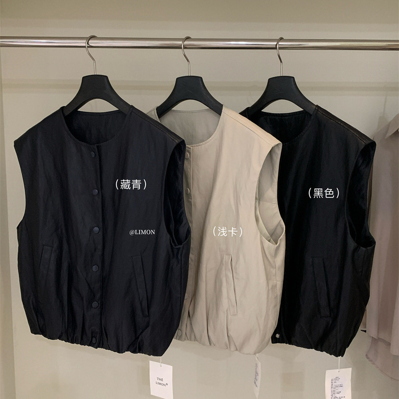 THE LIMON柠檬绿茶2025秋季时髦洋气百搭PU皮无袖马甲女韩系宽松|undefined