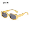 Golden fashionable sunglasses, square glasses solar-powered