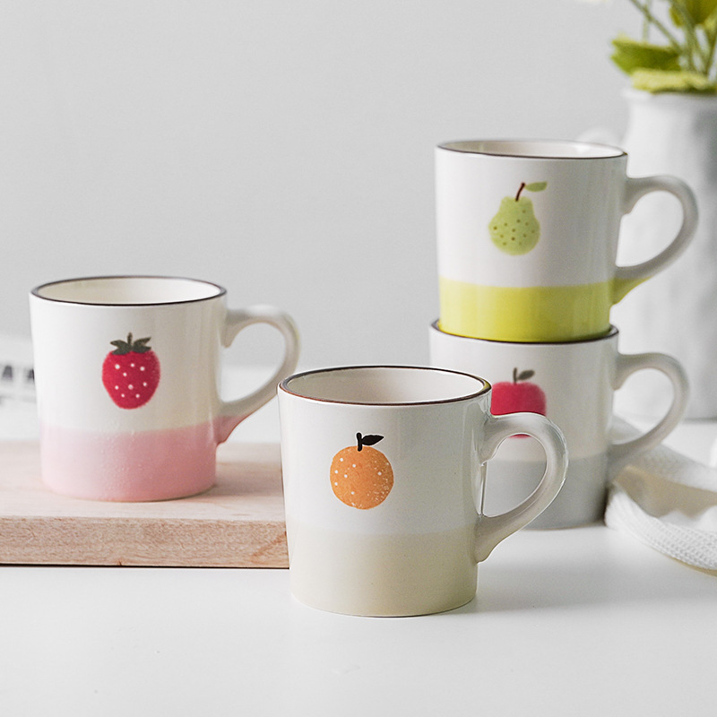 IZAWA IZAWA Japan Imported Braised Fruit Double Color Mug Pottery Cup Tea Cup Coffee Cup IZAWA IZAWA Japan Imported Braised Fruit Double Color Mug Pottery Cup Tea Cup Coffee Cup