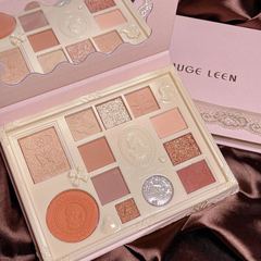MUGELEEN 12-color lace embossed eye shadow palette, blush and contour all-in-one palette, pearlescent matte crispy fragrant rice gel eye