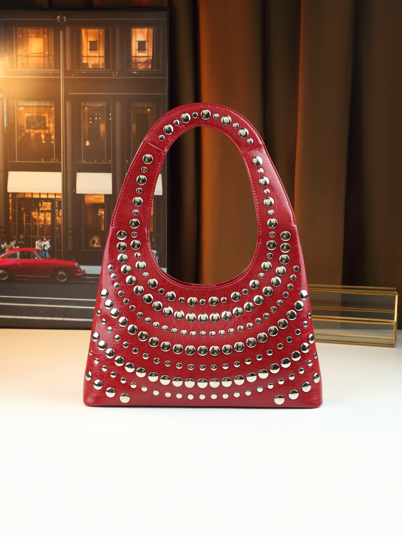 Borsa a mano con borchie da donna borsa a spalla stile punk cool_voghion.com