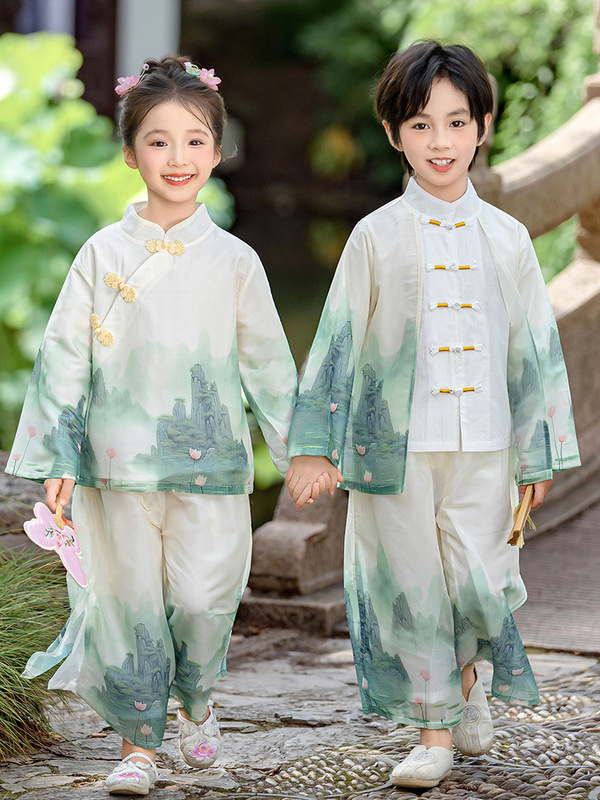 男女童中秋国庆汉服套装新中式宝宝国学唐装表演服春秋长袖汉服|undefined