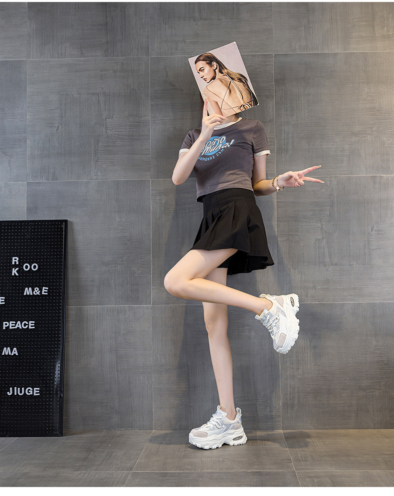 Giày sneaker nữ chunky đế dày phong cách retro, tăng chiều cao, đính đá lấp lánh — M2911 vàng, M2911 be, M2911 đỏ, M2911 xanh lá chi tiết 16
