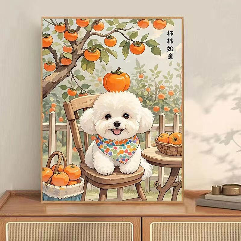 New Style Persimmon Good Fortune Digital Oil Painting DIY Hand Coloring Healing Stress Relief High Quality Aesthetic Customer Decorative Painting Gift