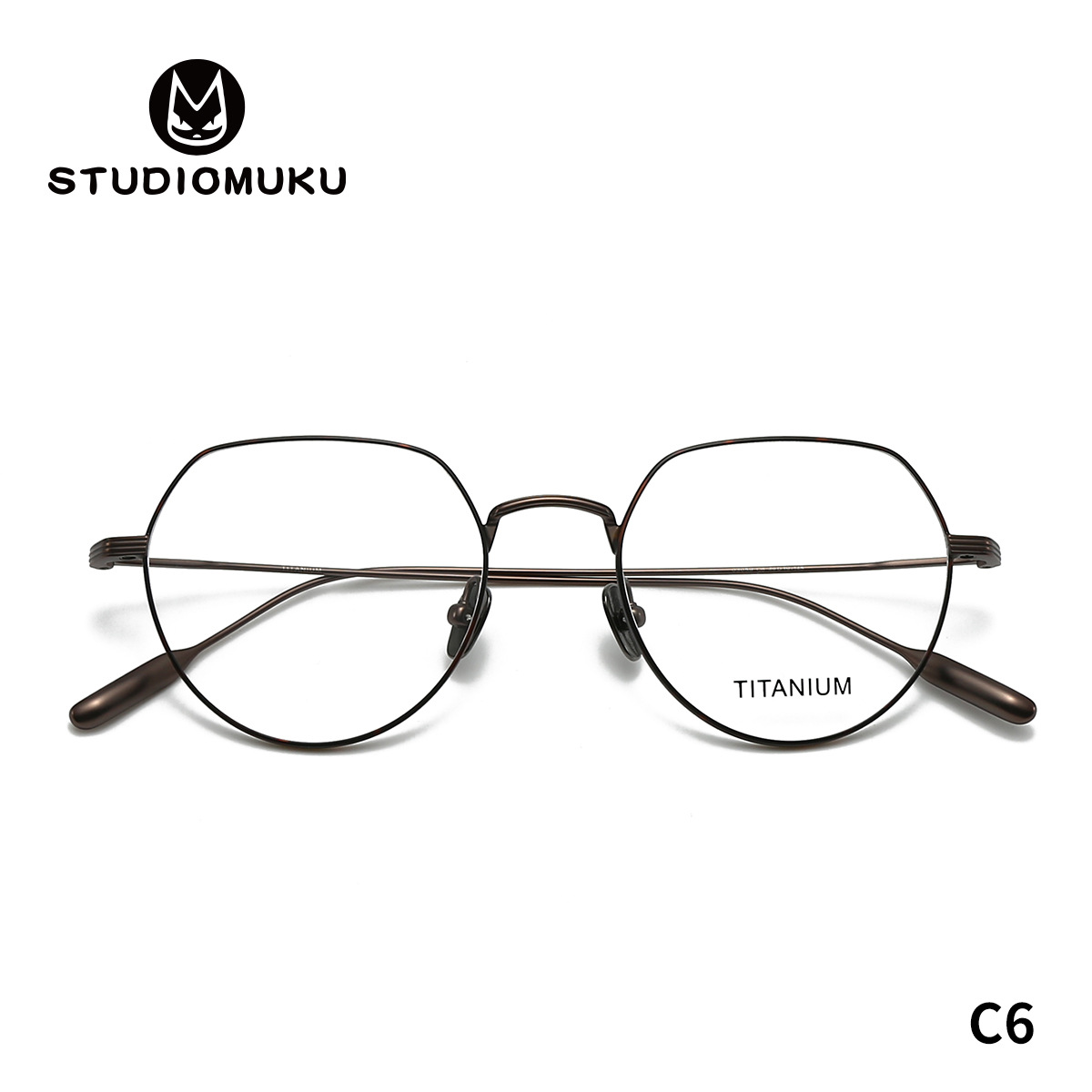 STUDIOMUKU gafas de madera superligera y cómoda poligonal marco de gafas de mujer temperamento abierto cuelga marco de gafas de hombre