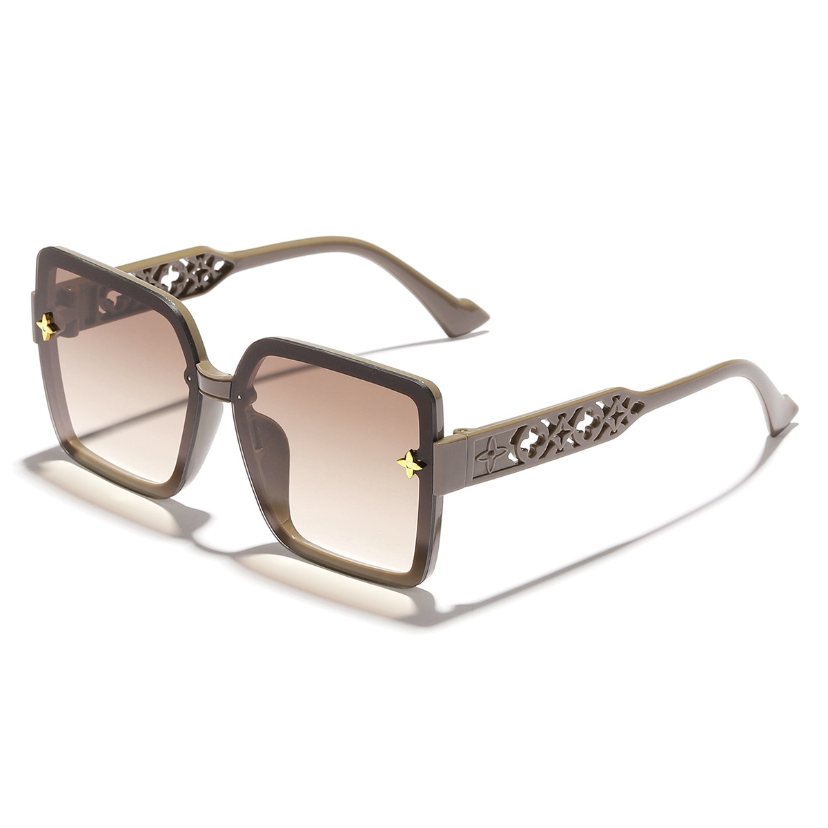 Nuevo estilo coreano elegante marco trébol hueco-fuera de oro beige uñas moda personalidad moda desgaste esencial luz lujo gafas de sol