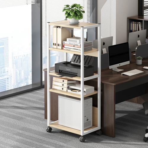 Movable bookshelf office printer storage rack multi-layer storage wheeled desktop small computer host bracket
