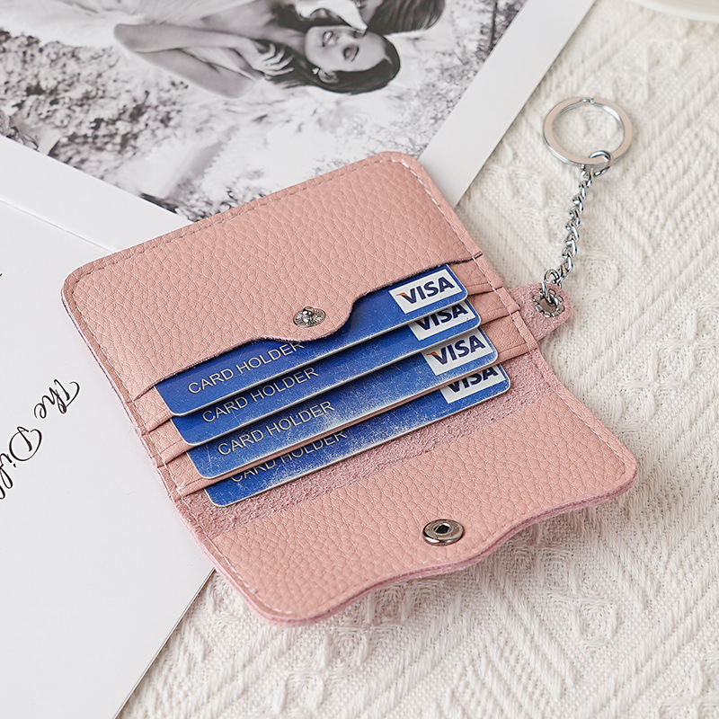 Bolsa de tarjetas ultra delgada de alto valor nominal simple multi-clip de tarjeta de tarjeta de pulsación clip de tarjeta anti-perdida cadena monedero anti-damagnetismo