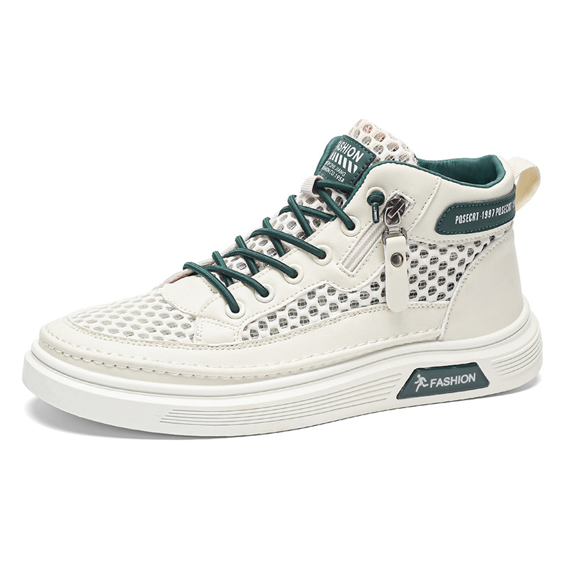2026 primavera tendencia nueva malla hueca transpirable con suela gruesa zapatos casuales para hombres explosión de zapatos anti-deslizantes de alta altura